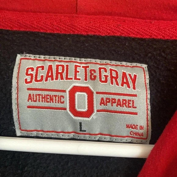 Scarlet & Gray Ohio Buckeyes Hoodie Black Red Large Flaw - Picture 4 of 9